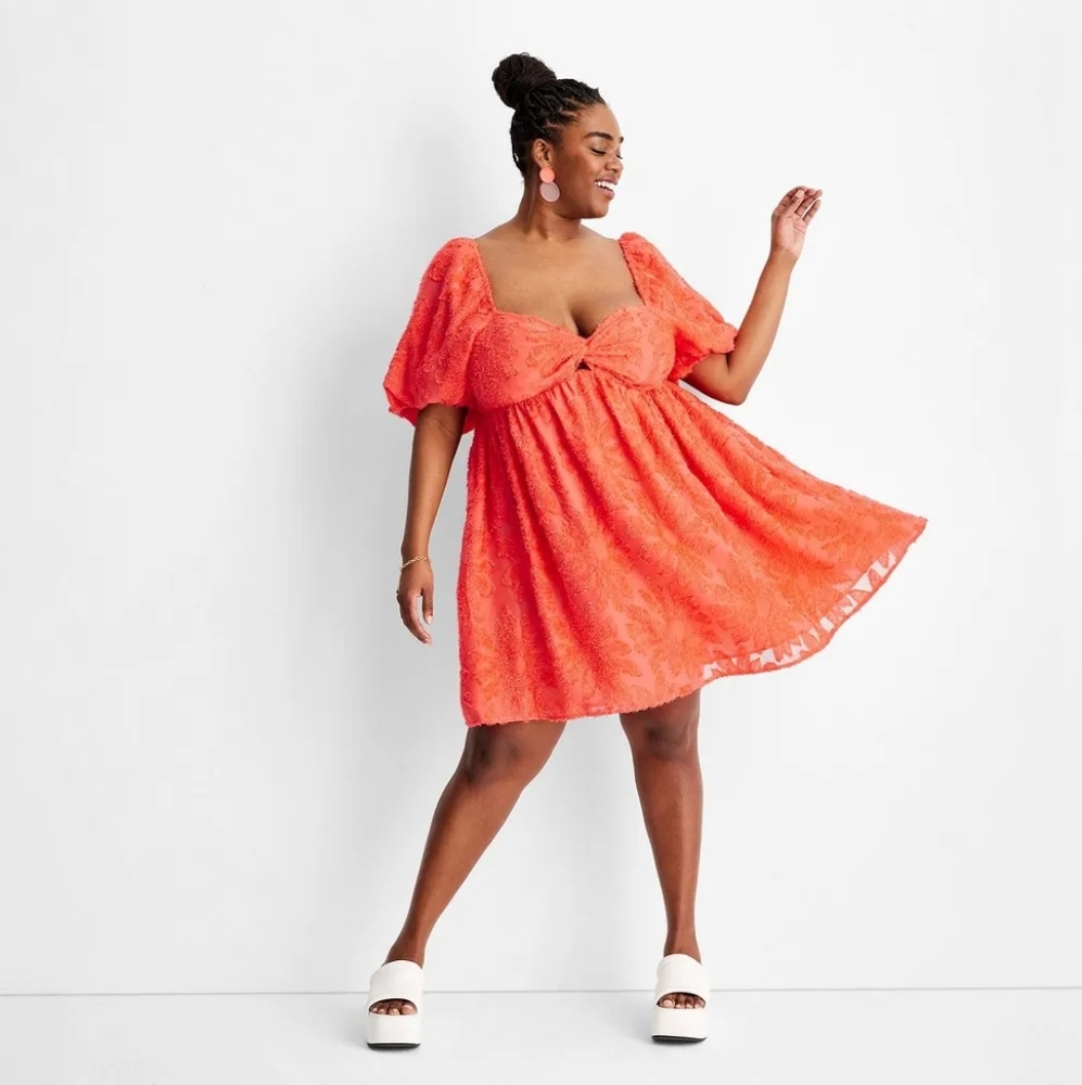 Women's Floral Print Puff Short Sleeve Dress - Future Collective with Gabriella